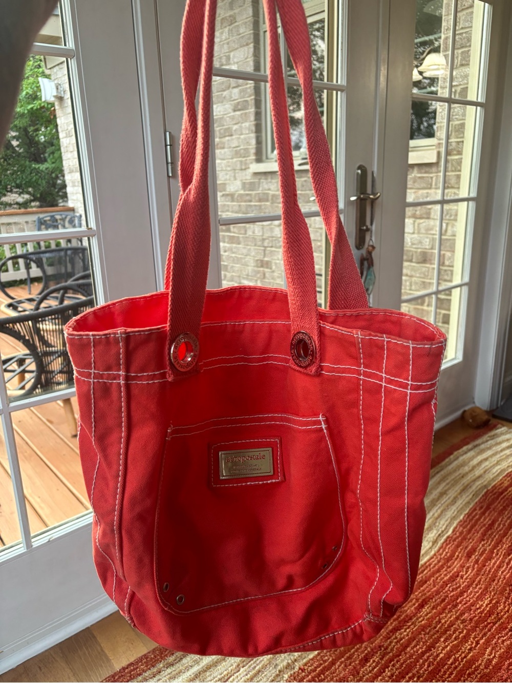 Y2K Canvas Tote Bag with Contrast Stitching